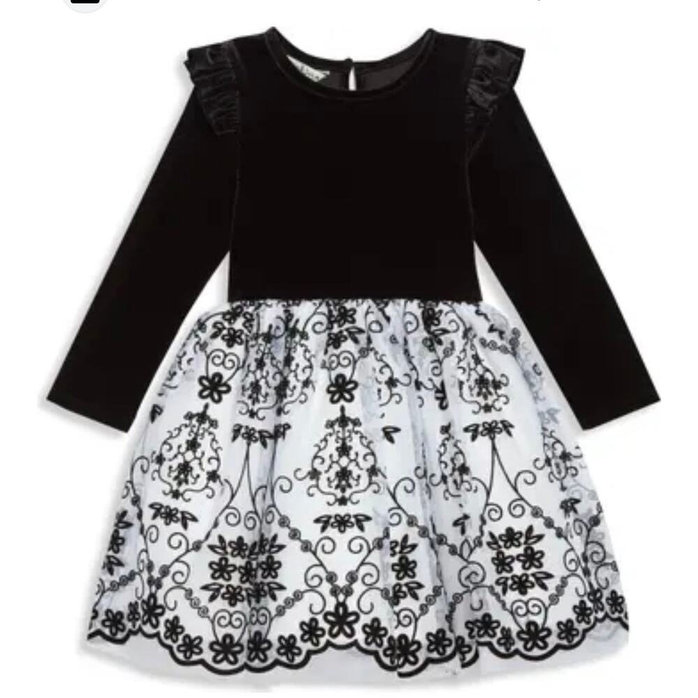 Pippa & Julie Erika Long Sleeve
Velvet & Flocked Tulle Dress size 3/6 months